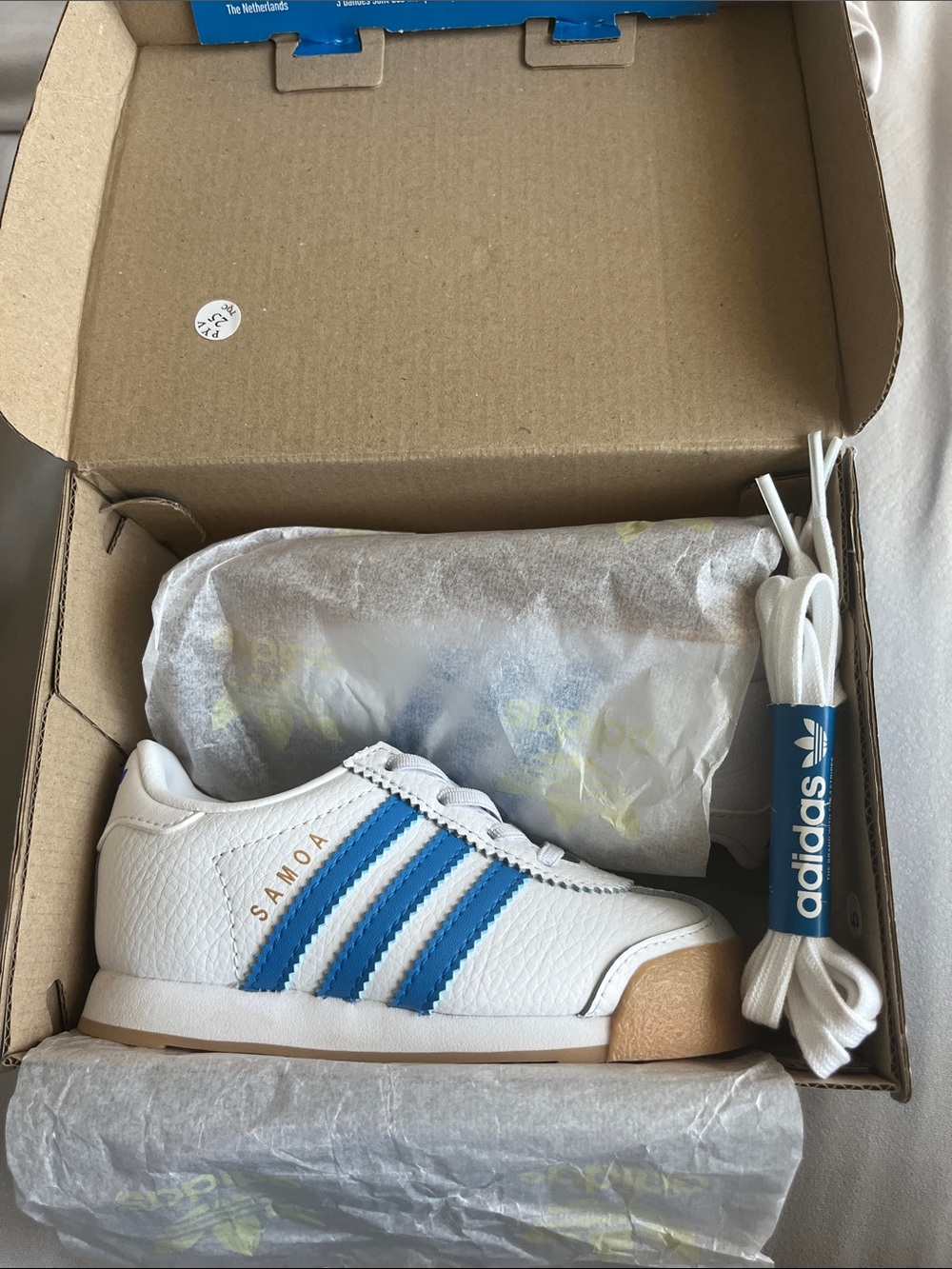 adidas Kids Samoa Sneakers in White and Blue